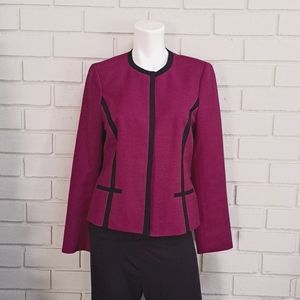 Evan Picone Fucia/Black Open Front Lined Blazer. Size 6 NWOT